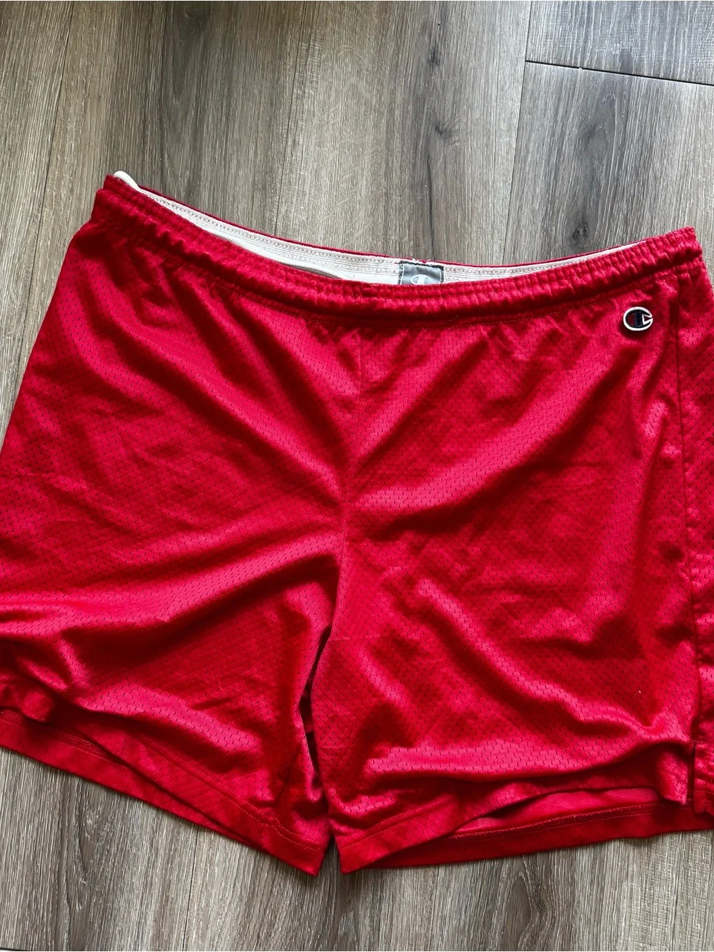 Champion Women's Bright Red Athletic Mesh Shorts